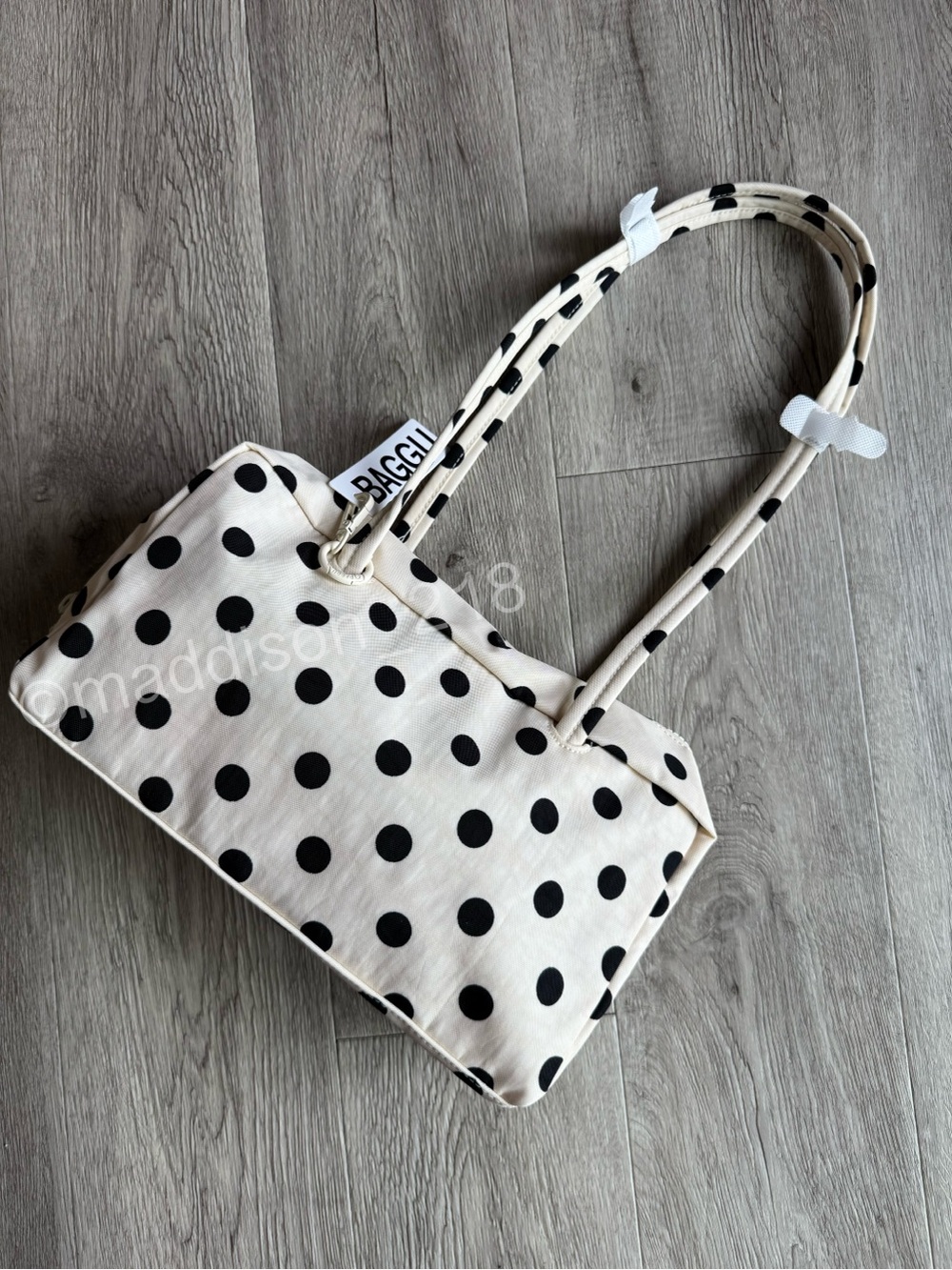 Baggu Polka Dot Bowler Bag Cream Black Urban Outfitters New with Tags - Picture 6 of 12
